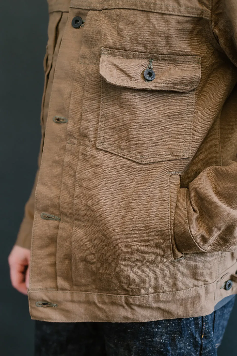 02516P-HOX-BRK - 13.5oz Sulphur Dyed Brown Oxford Cloth - Type II