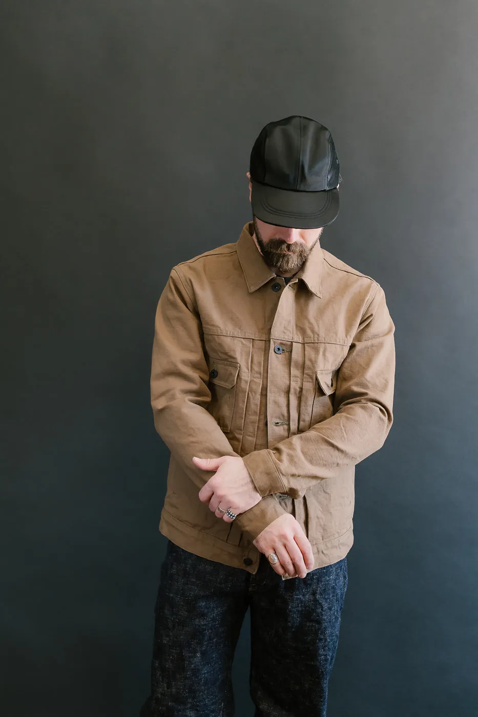 02516P-HOX-BRK - 13.5oz Sulphur Dyed Brown Oxford Cloth - Type II