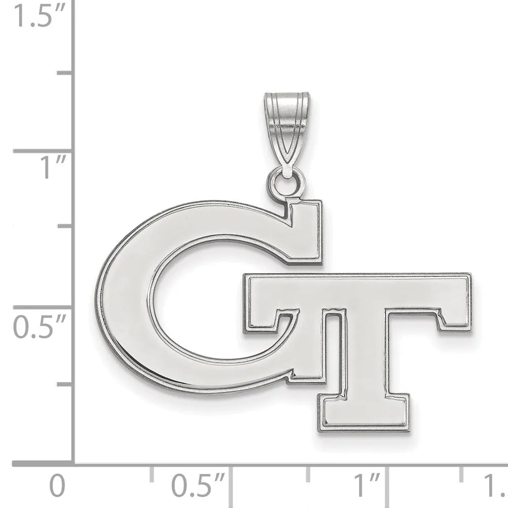 10K White Gold Georgia Institute of Technology Large Pendant