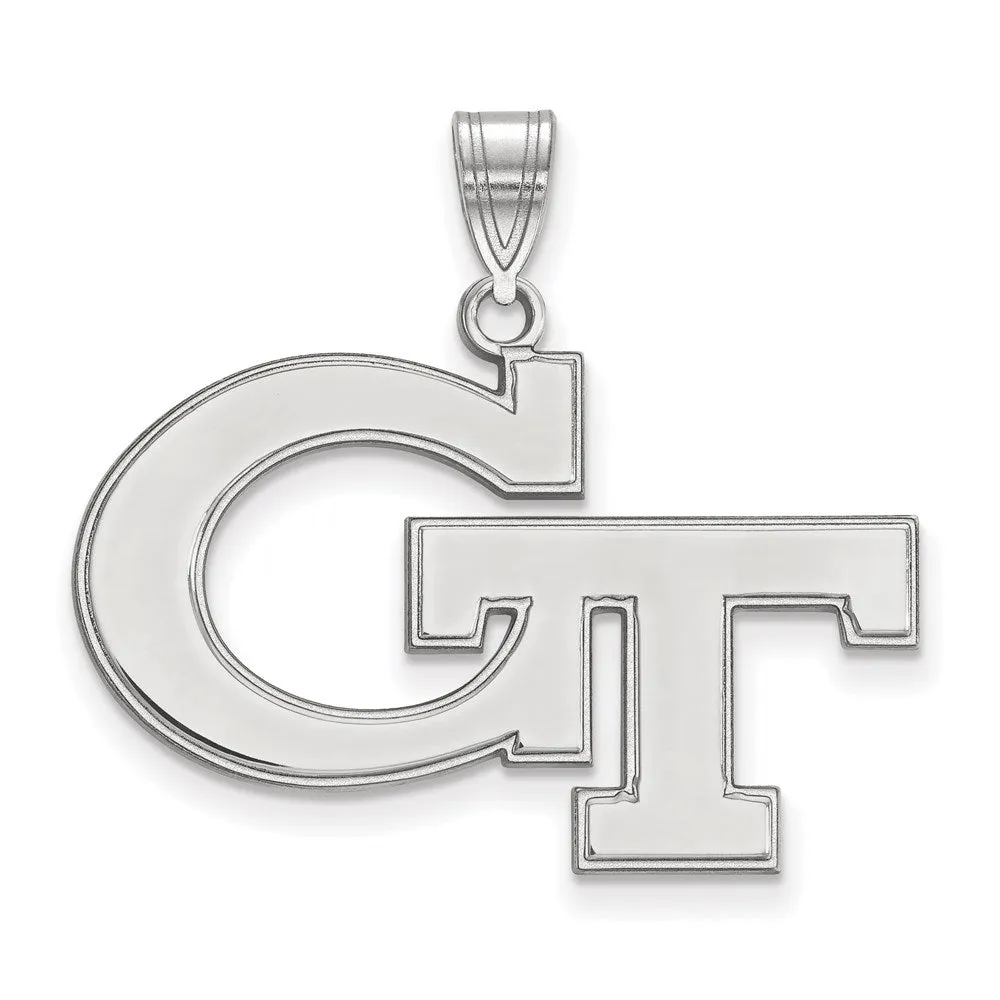 10K White Gold Georgia Institute of Technology Large Pendant
