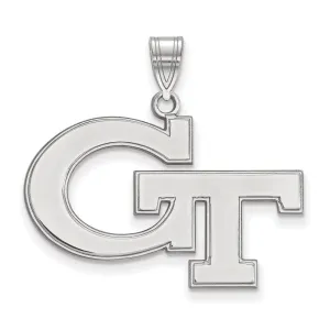 10K White Gold Georgia Institute of Technology Large Pendant