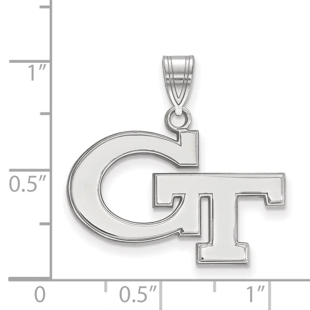 10K White Gold Georgia Institute of Technology Medium Pendant