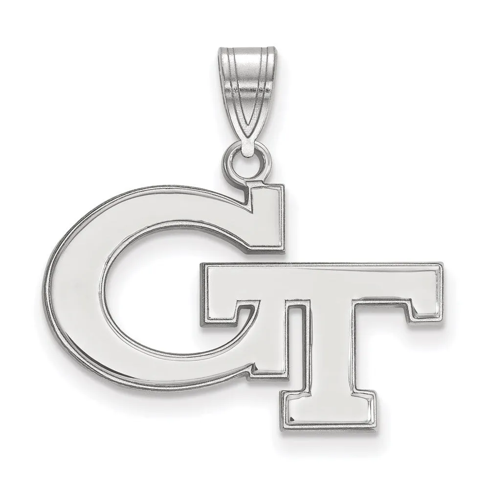 10K White Gold Georgia Institute of Technology Medium Pendant