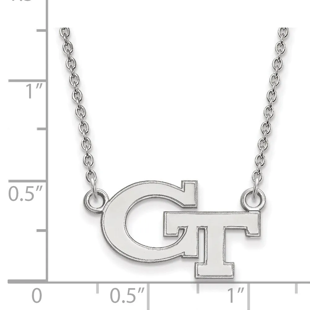 10K White Gold Georgia Institute of Technology Small Pendant wilth Necklace