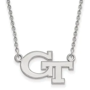 10K White Gold Georgia Institute of Technology Small Pendant wilth Necklace