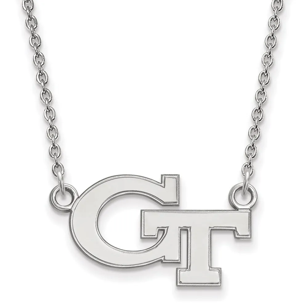10K White Gold Georgia Institute of Technology Small Pendant wilth Necklace