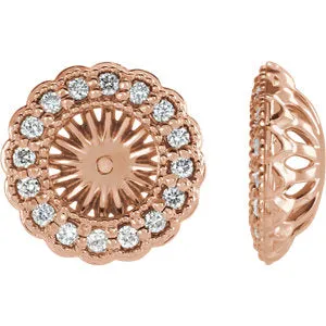 14K Rose 1/4 CTW Diamond Earring Jackets with 6 mm ID