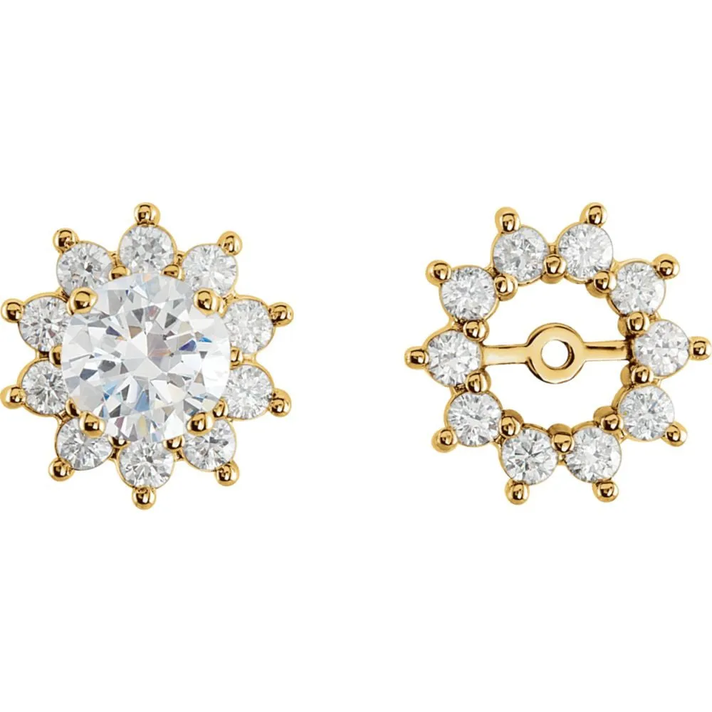 14k White Gold 3/4 CTW Diamond Earring Jackets