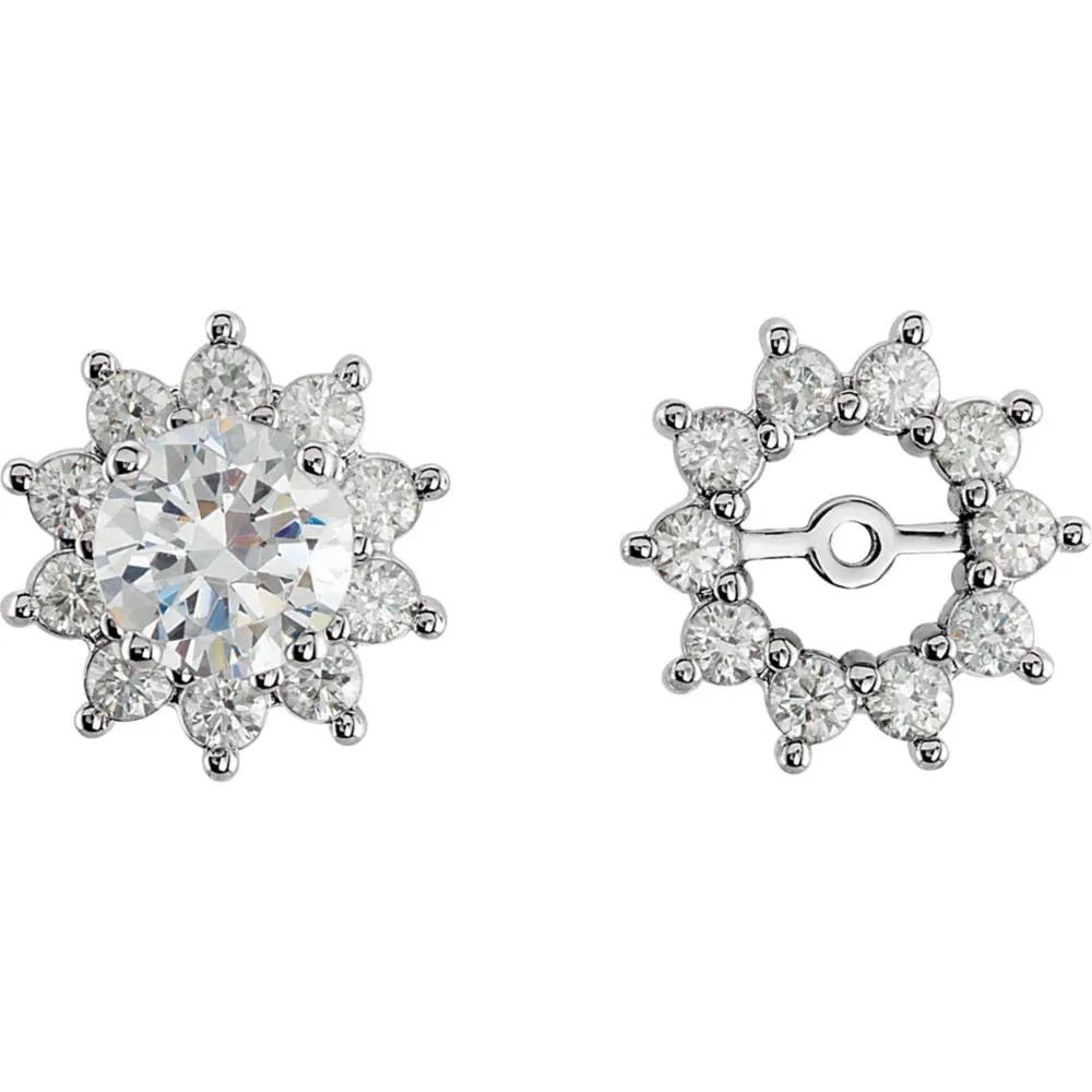 14k White Gold 3/4 CTW Diamond Earring Jackets