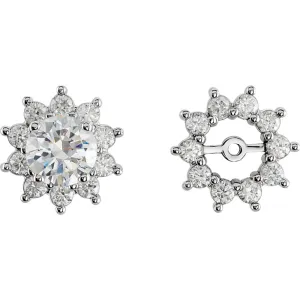 14k White Gold 3/4 CTW Diamond Earring Jackets