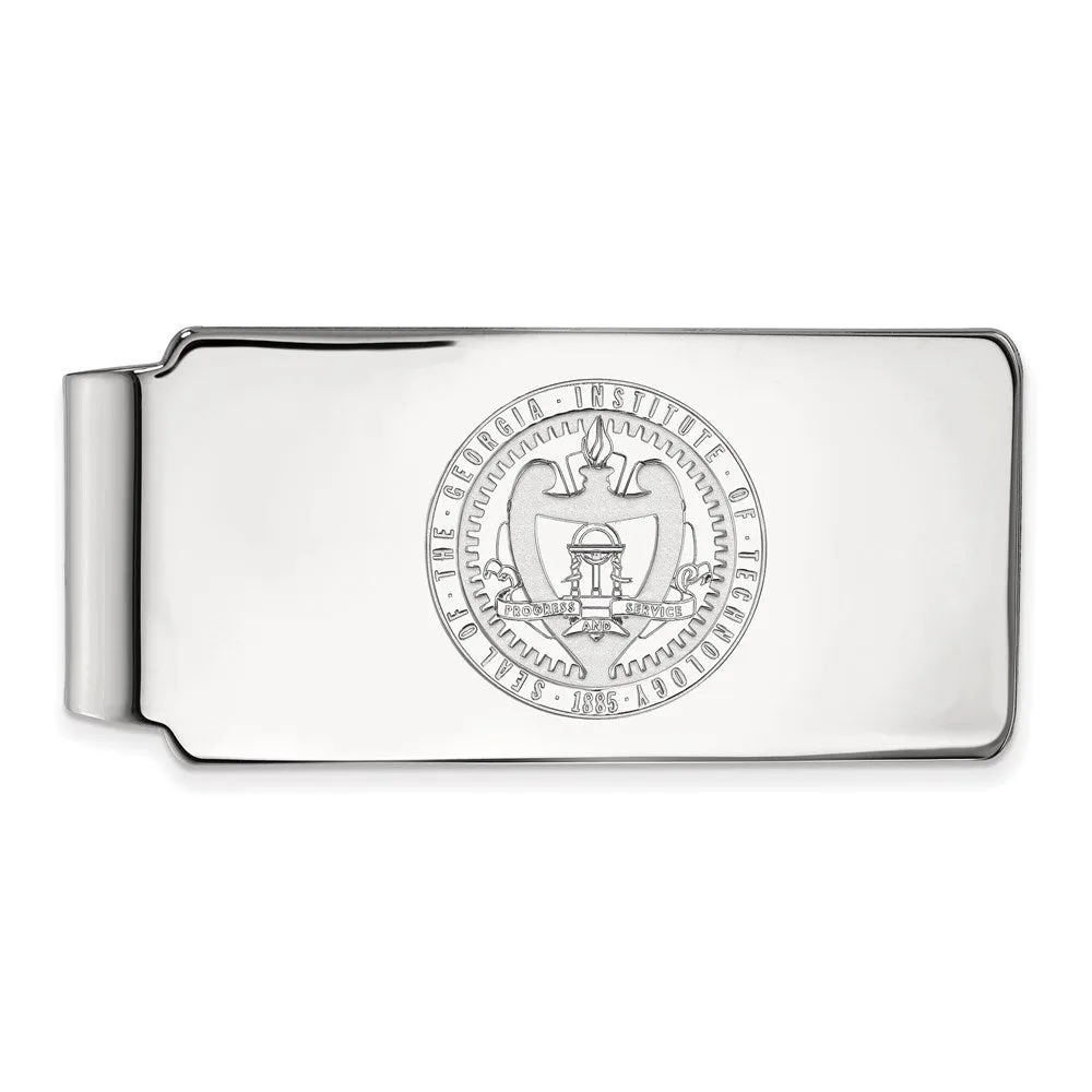 14k White Gold Georgia Institute of Technology Crest Money Clip