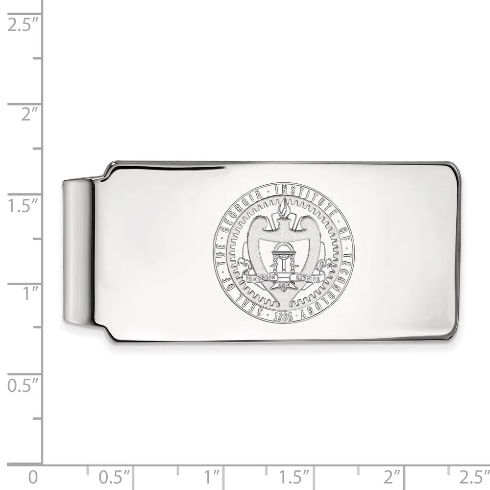 14k White Gold Georgia Institute of Technology Crest Money Clip