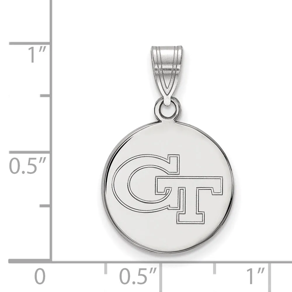 14k White Gold Georgia Tech G-T Medium Disc Pendant