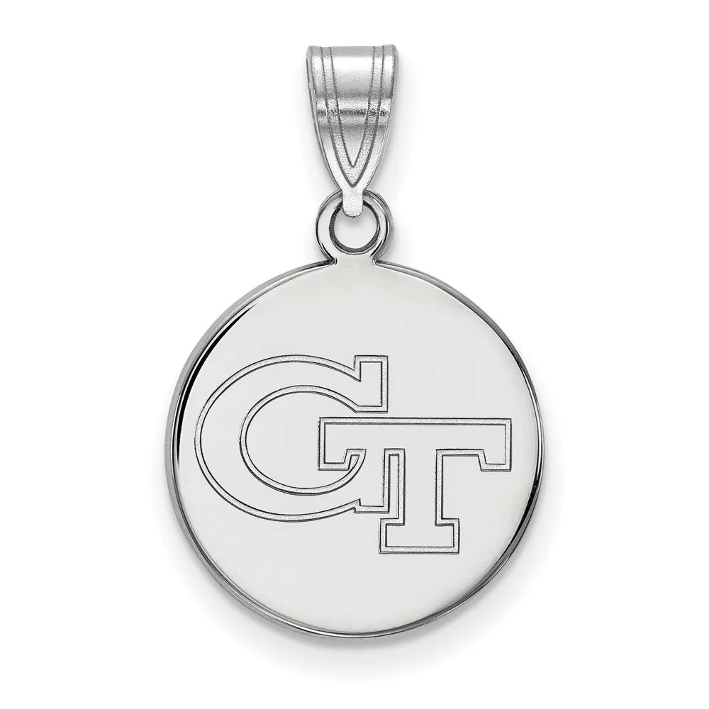 14k White Gold Georgia Tech G-T Medium Disc Pendant