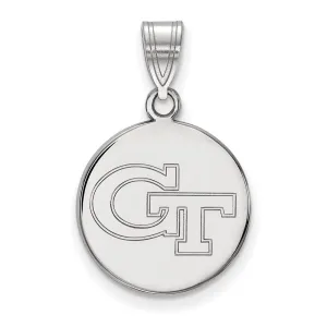 14k White Gold Georgia Tech G-T Medium Disc Pendant