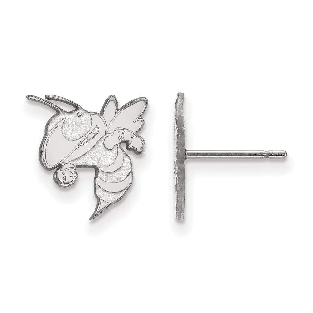 14k White Gold Georgia Tech Yellow Jacket Small Post Earrings