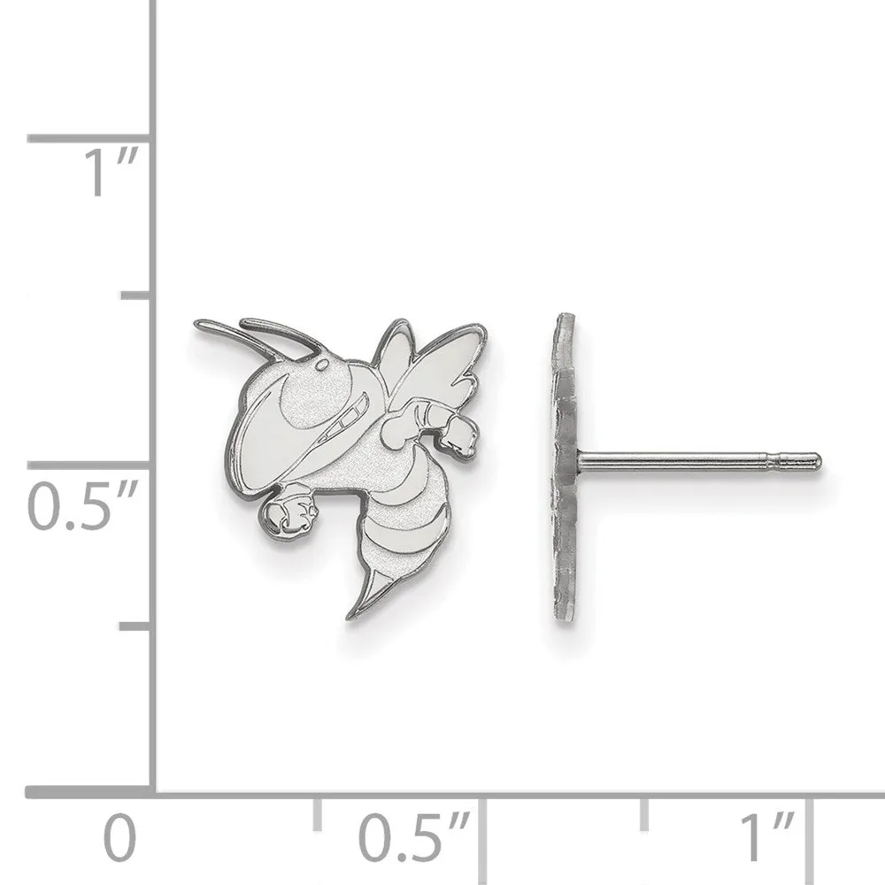 14k White Gold Georgia Tech Yellow Jacket Small Post Earrings