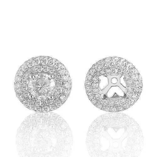 14K White Solid Gold Diamond Jackets Stud Earrings 2.91 Ctw