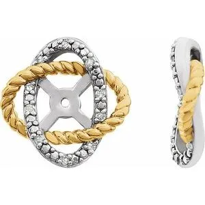 14K White/Yellow Gold-Plated .07 CTW Diamond Earring Jackets with 5.3mm ID