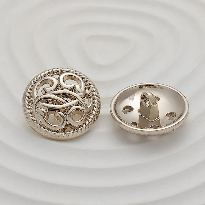 18-23mm Fashion Hollow Winding Flower Metal Button 10pcs