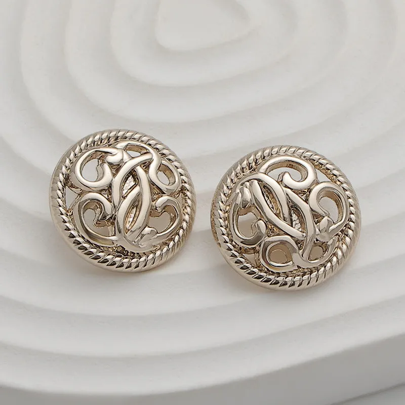 18-23mm Fashion Hollow Winding Flower Metal Button 10pcs