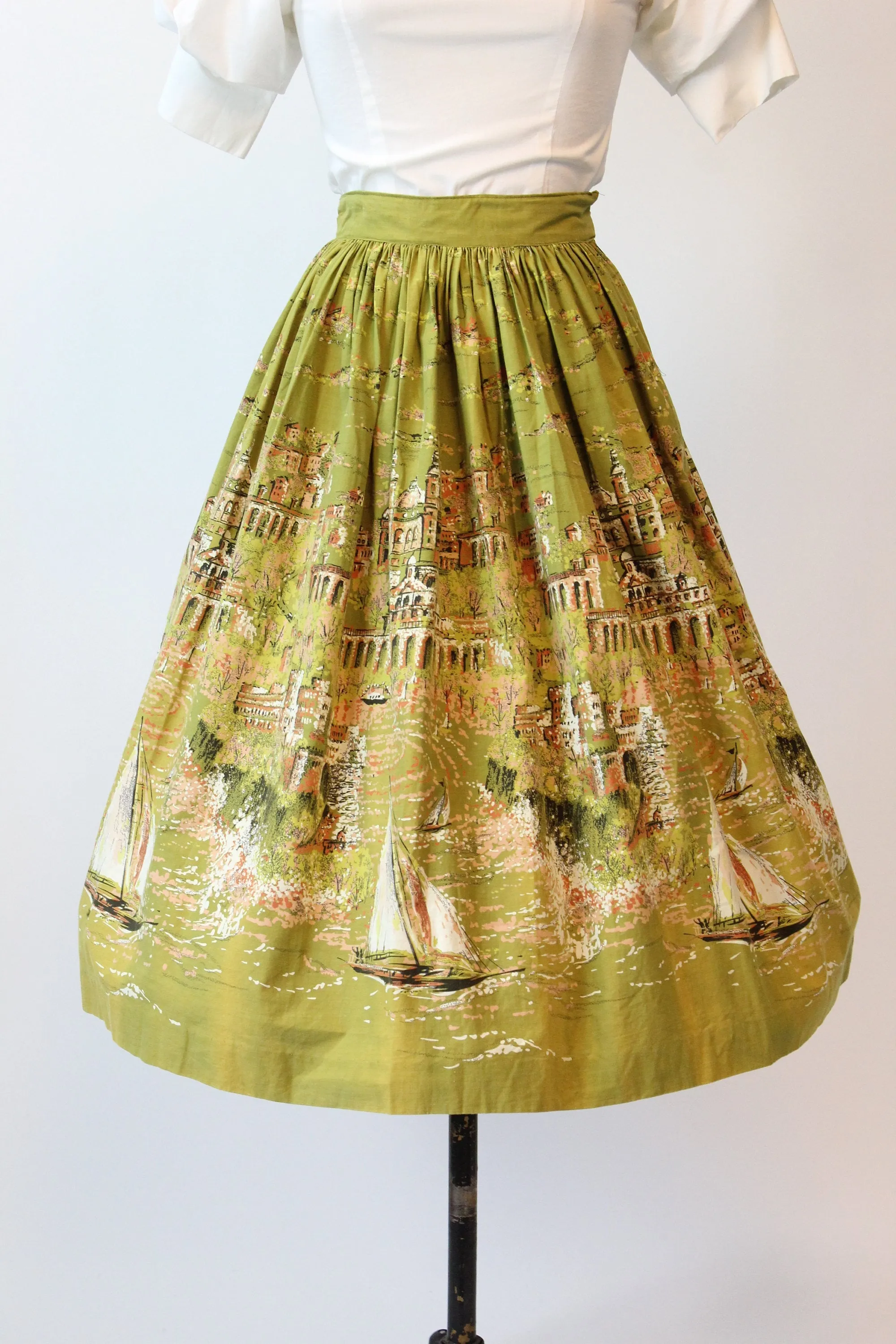 1950s EUROPEAN VILLAGE novelty print skirt small | new spring summer