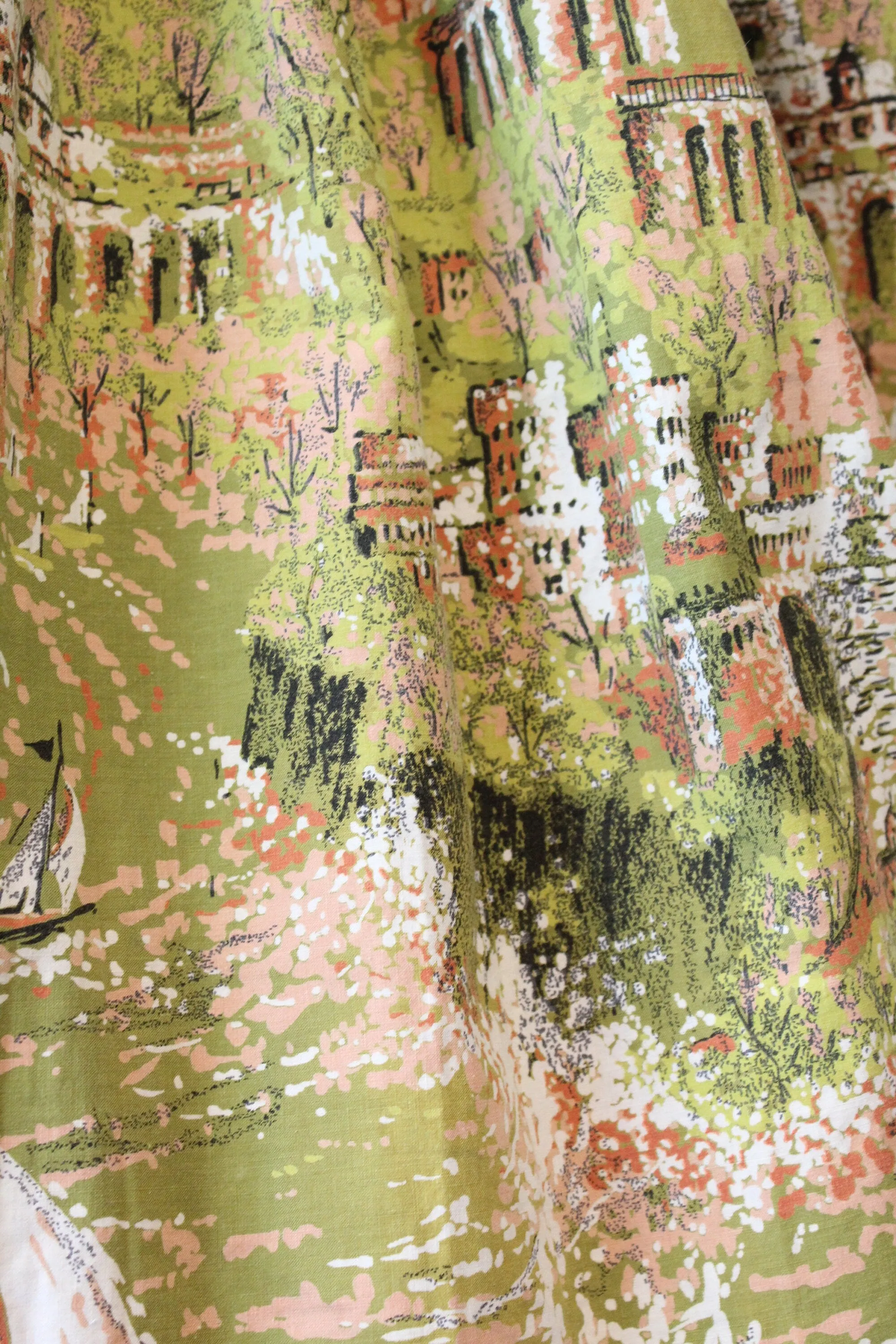 1950s EUROPEAN VILLAGE novelty print skirt small | new spring summer