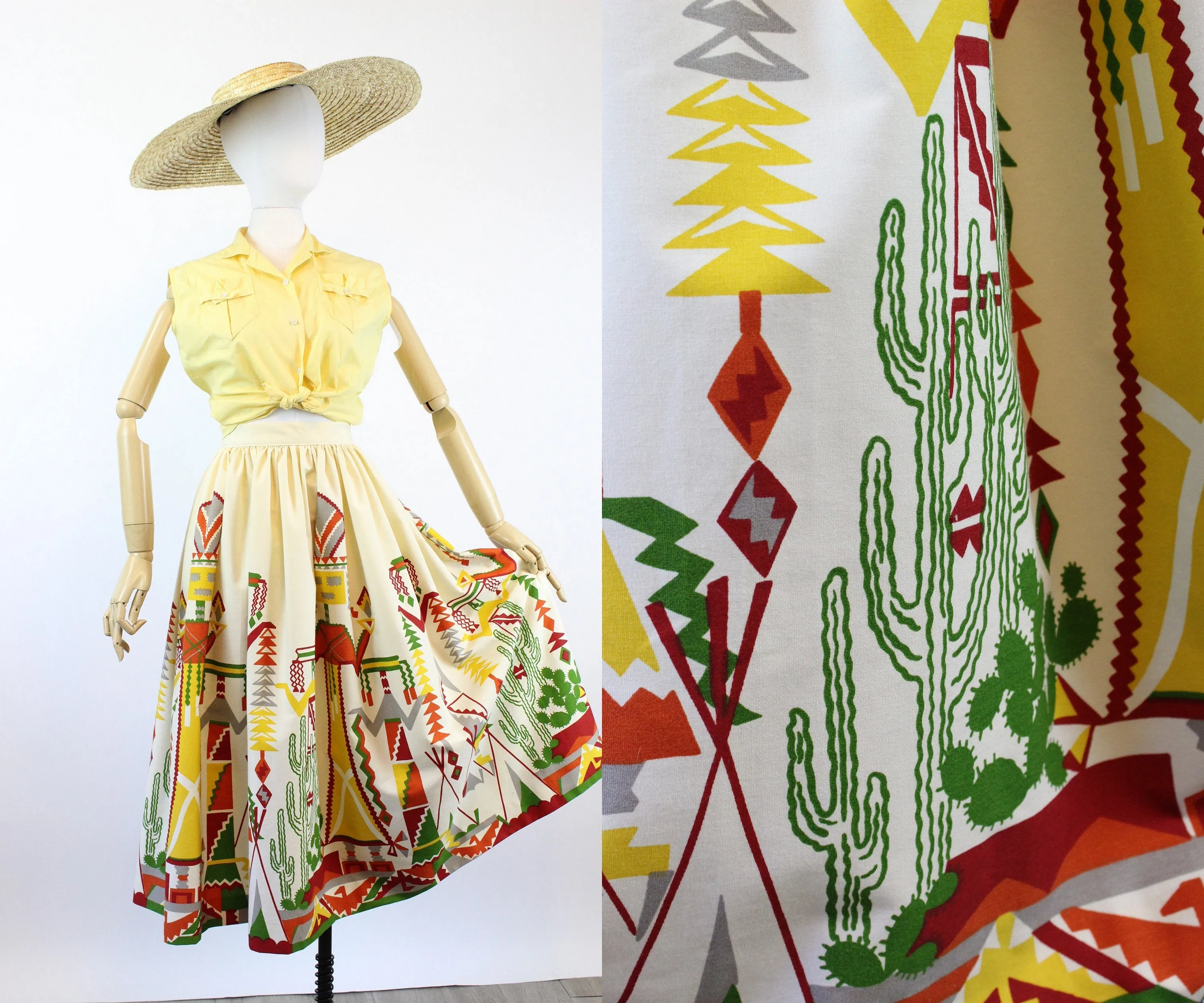 1950s KACHINA doll novelty print skirt small | new spring