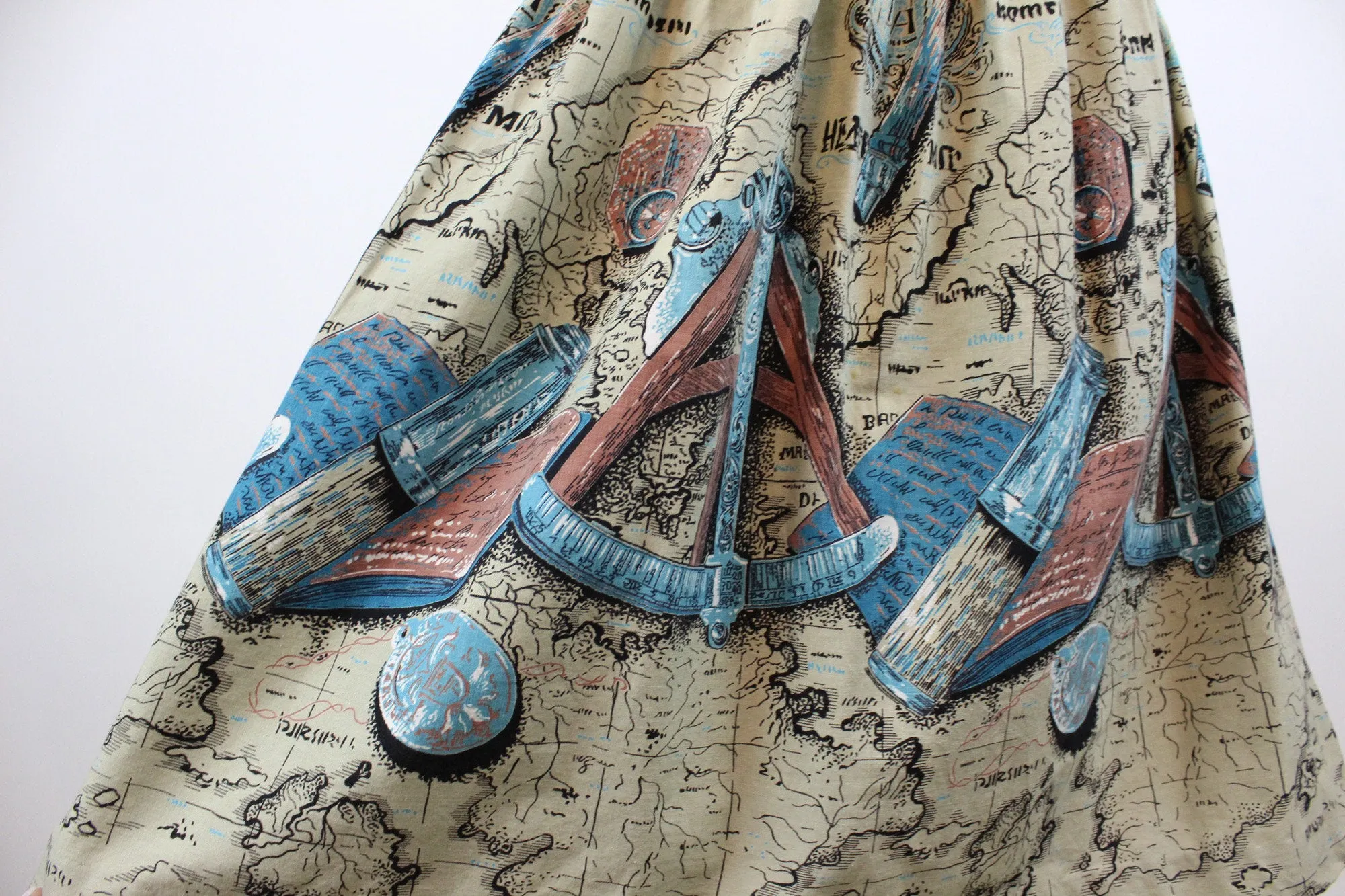 1950s MAP PRINT cartography skirt xxs | new spring