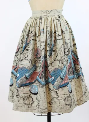 1950s MAP PRINT cartography skirt xxs | new spring