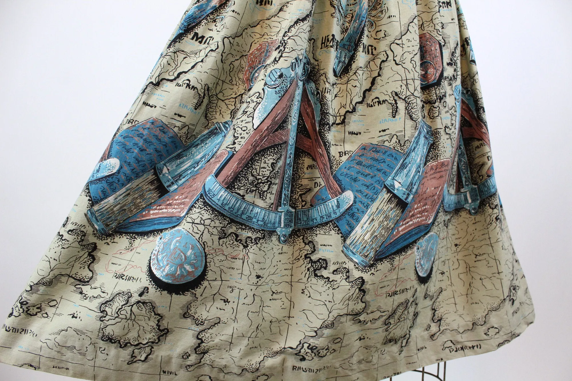 1950s MAP PRINT cartography skirt xxs | new spring