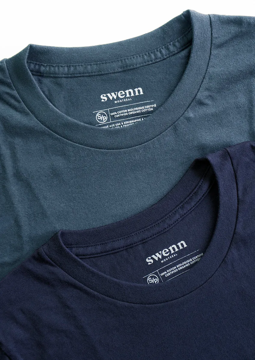 2 t-shirts bleu marine - bleu pacifique