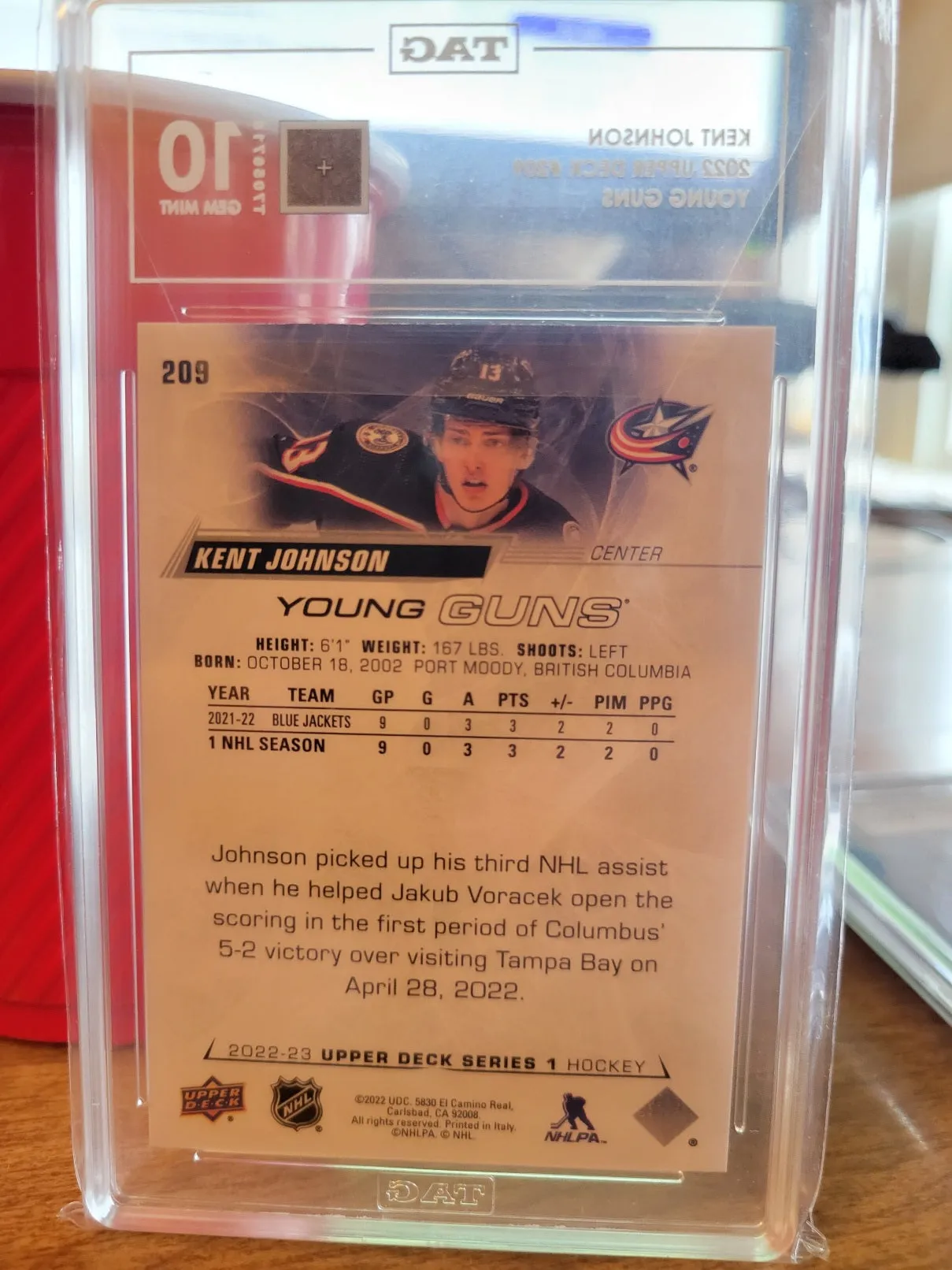 2022-23 Upper Deck #209 Kent Johnson TAG 10