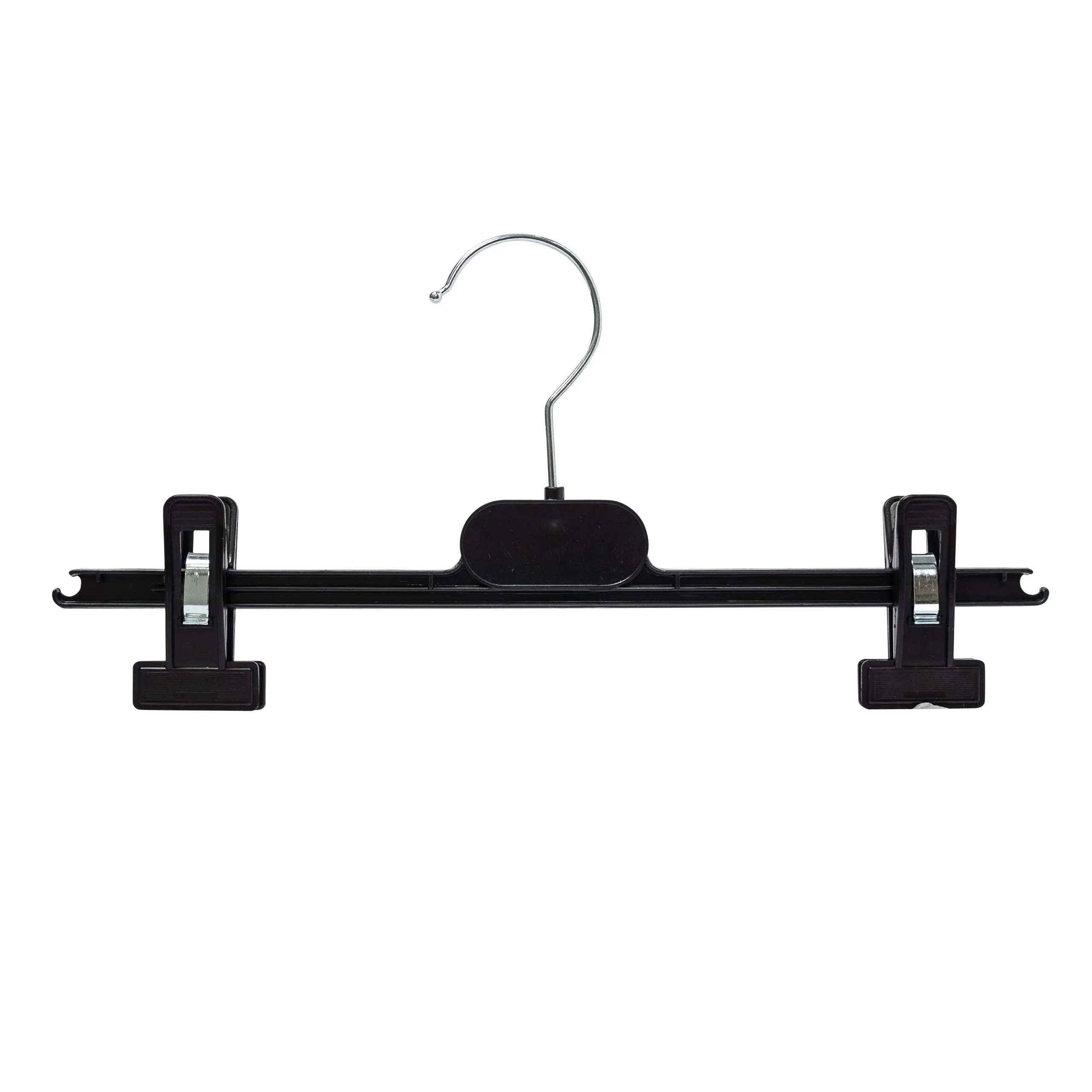 30.5cm Black Plastic Coat/Pant Hangers With Movable Clips Sold in Bundle of 25/50/100