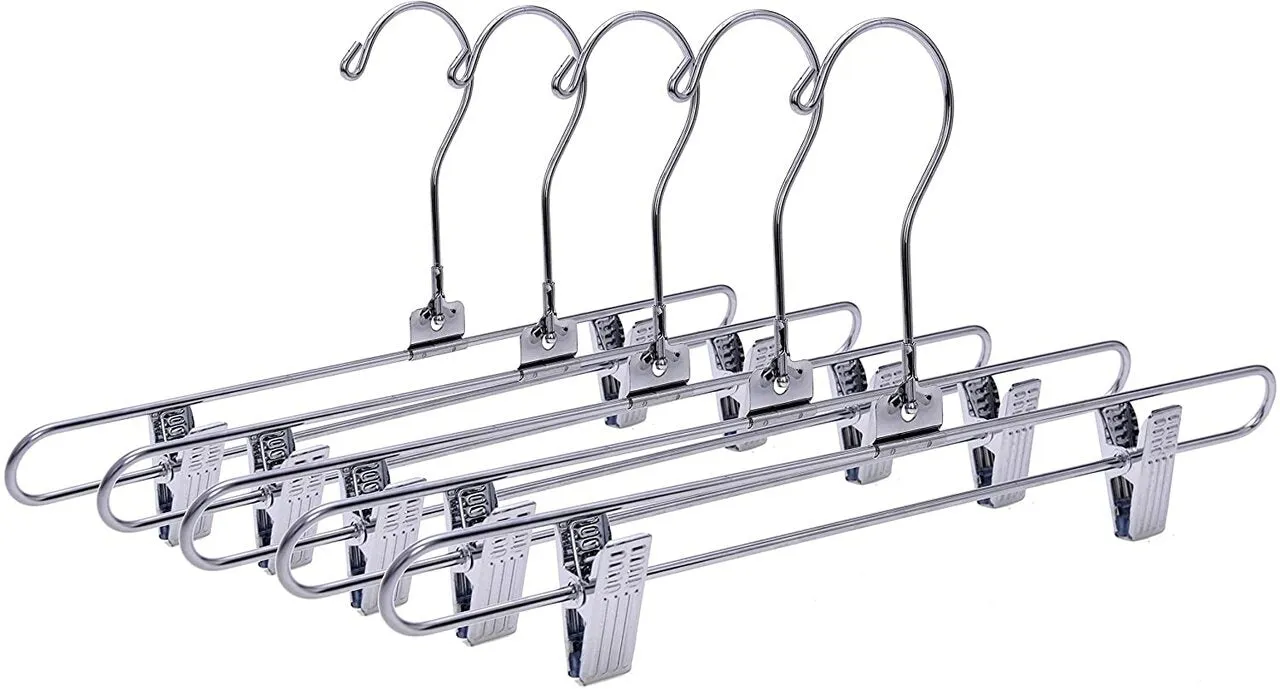 35.5cm Metal Pant/Skirt Hanger With Clips (3.5mm thick) Sold in Bundle of 25/50/100