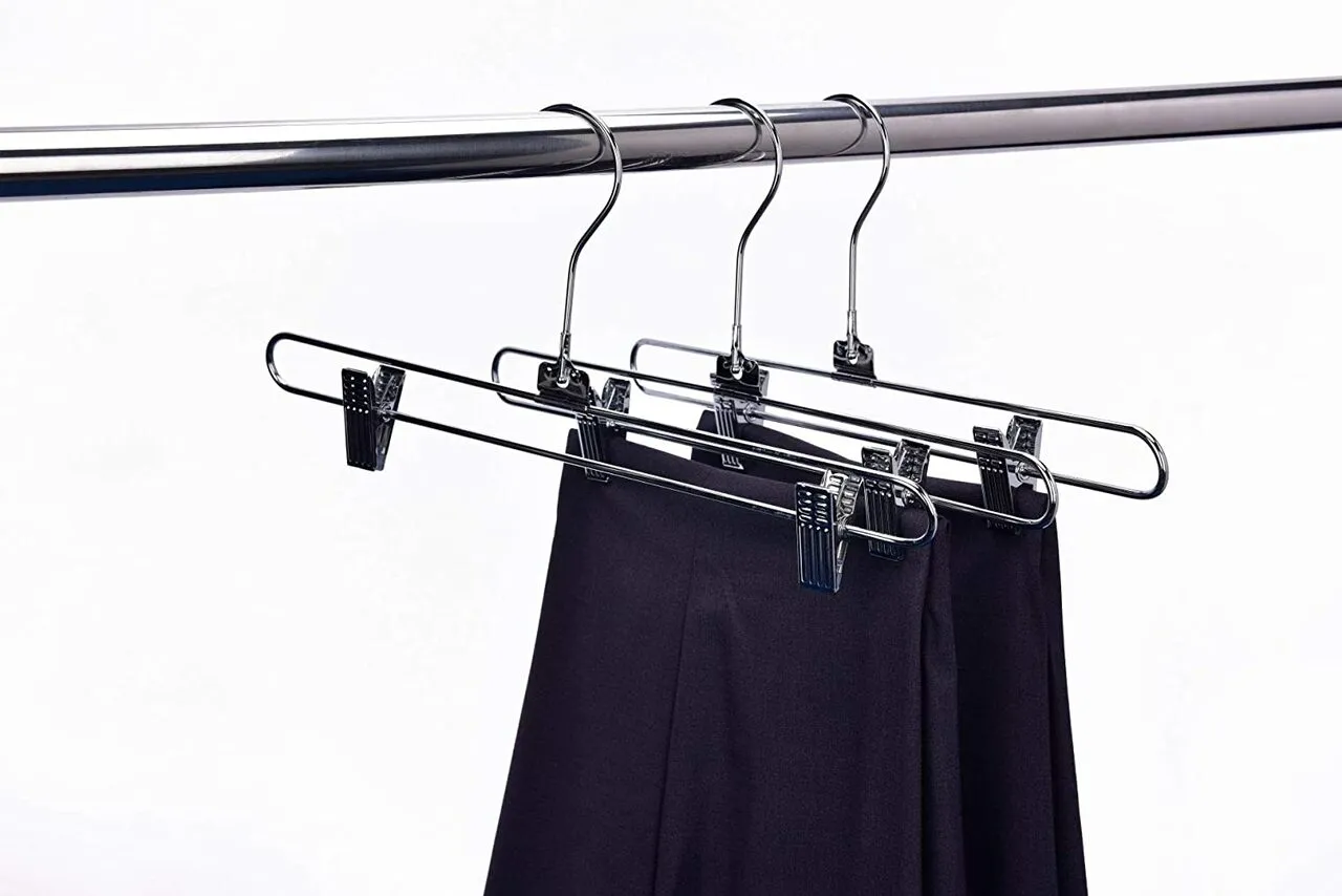 35.5cm Metal Pant/Skirt Hanger With Clips (3.5mm thick) Sold in Bundle of 25/50/100