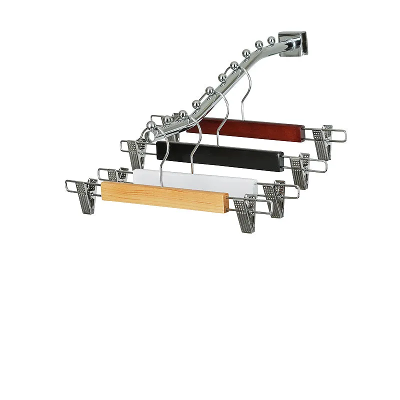 35.5cm Natural Wooden Pant Hanger With Clips 12mm thick Sold in Bundle of 20/50/100