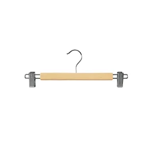 35.5cm Natural Wooden Pant Hanger With Clips 12mm thick Sold in Bundle of 20/50/100