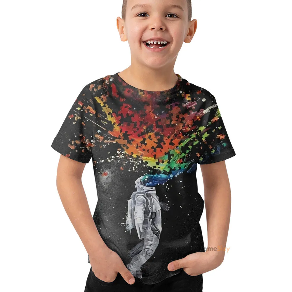 3D Autism Astronaut Custom Kid Tshirt QT305276Hf