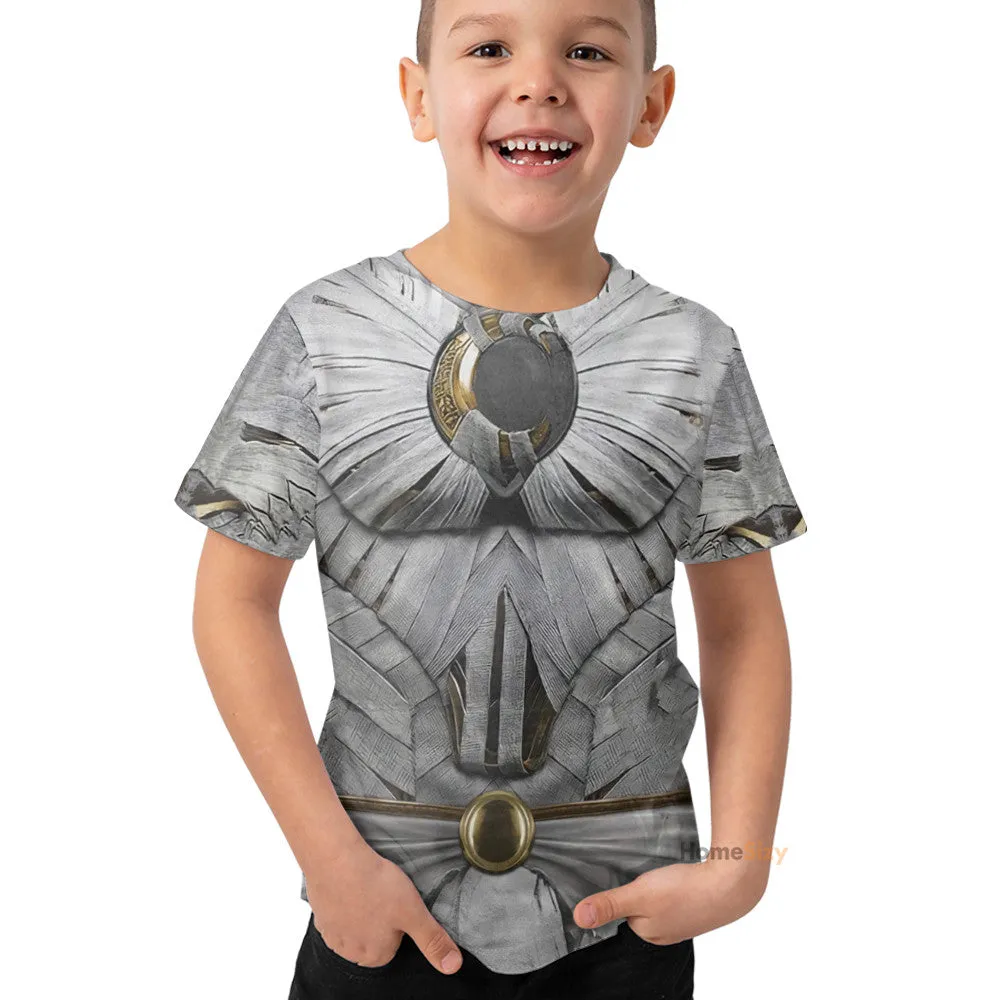 3D Moon Knight White Custom Cosplay Costume Kid Tshirt QT206244Hf