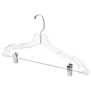 43cm Clear Plastic Combination Hanger with Clips (100% transparent) Sold in Bundles of 25/50/100