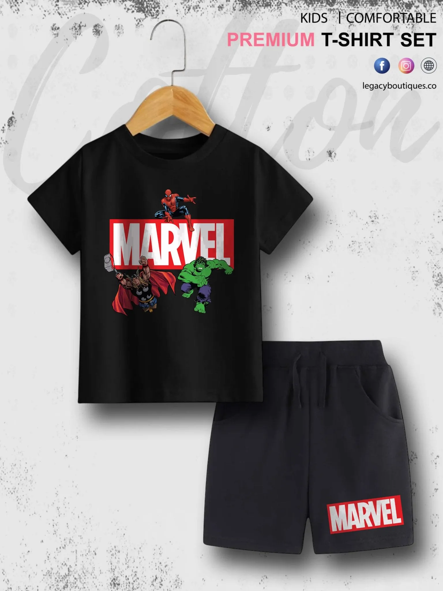 6 Month To 6 Year Babies Marvel Heroes Print Good Quality T-shirt Set