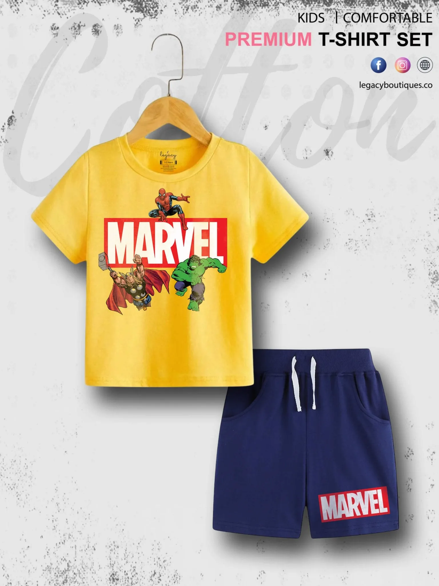 6 Month To 6 Year Babies Marvel Heroes Print Good Quality T-shirt Set