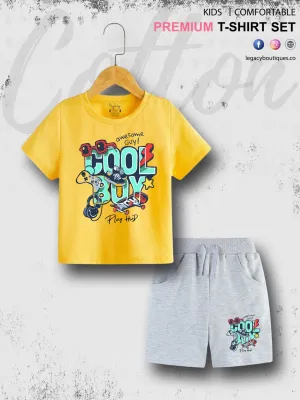 6 Month To 6 Year Kids Cool Boy Print Cotton Blend Good Quality T-shirt Set