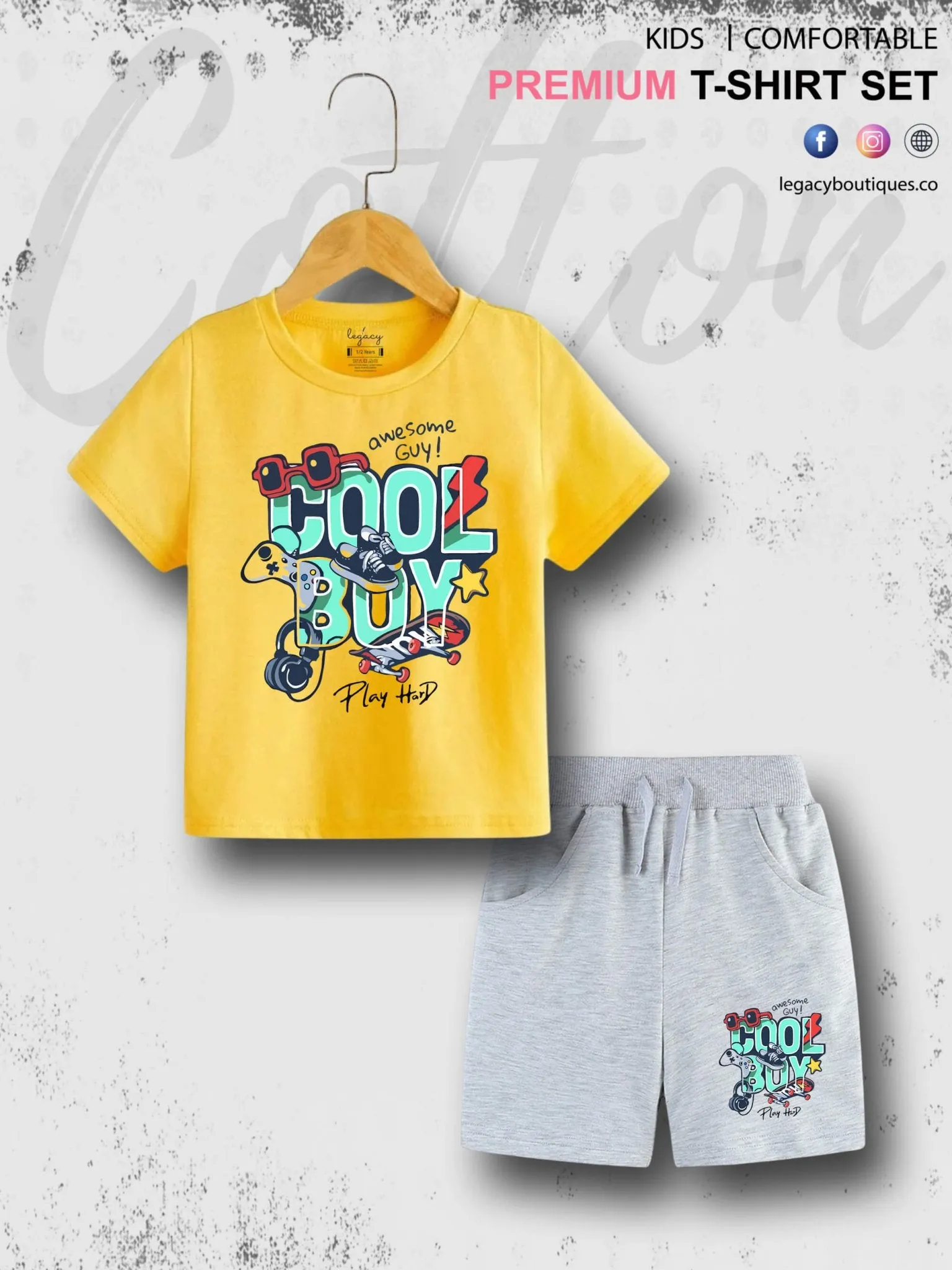 6 Month To 6 Year Kids Cool Boy Print Cotton Blend Good Quality T-shirt Set