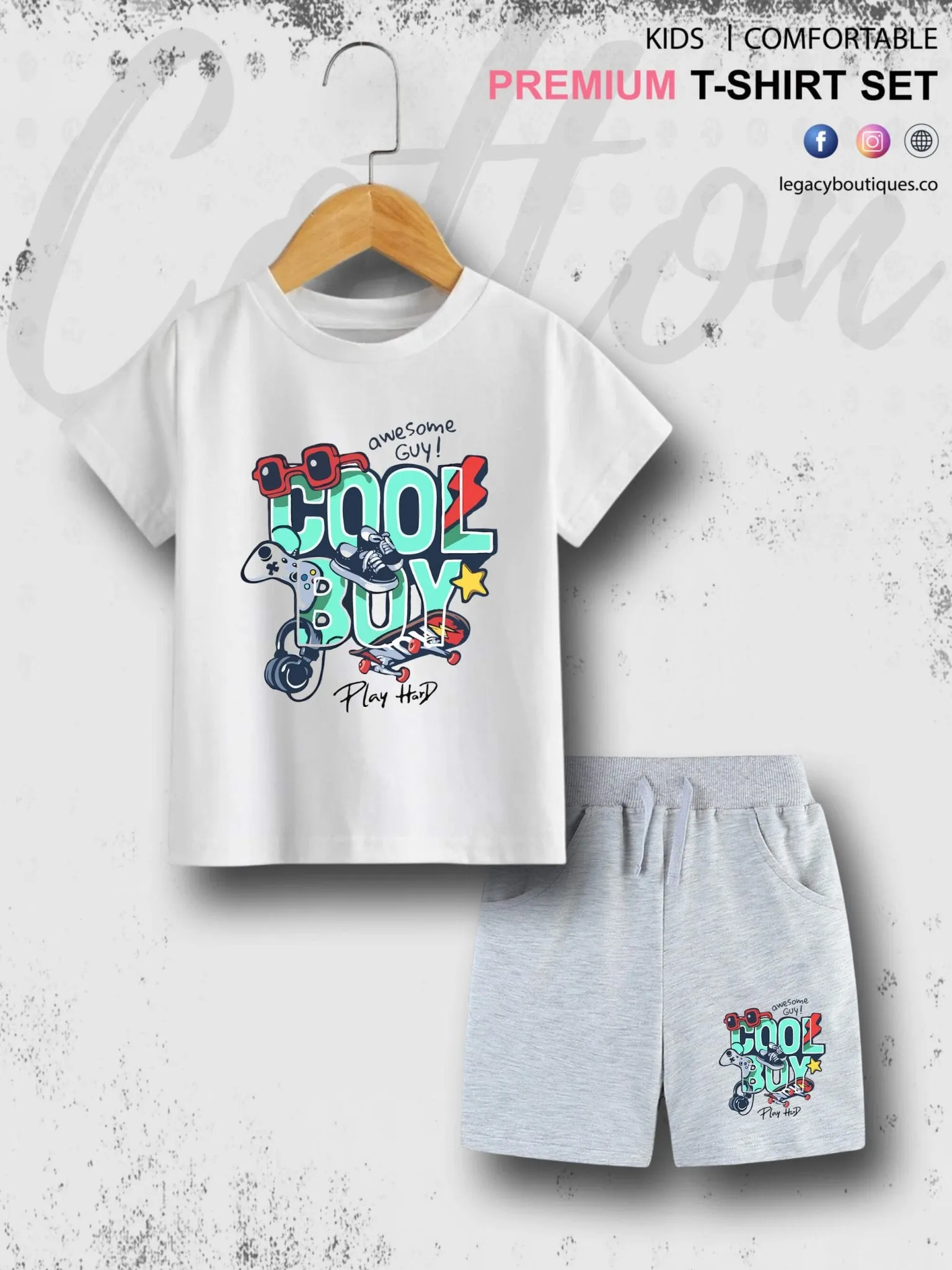 6 Month To 6 Year Kids Cool Boy Print Cotton Blend Good Quality T-shirt Set