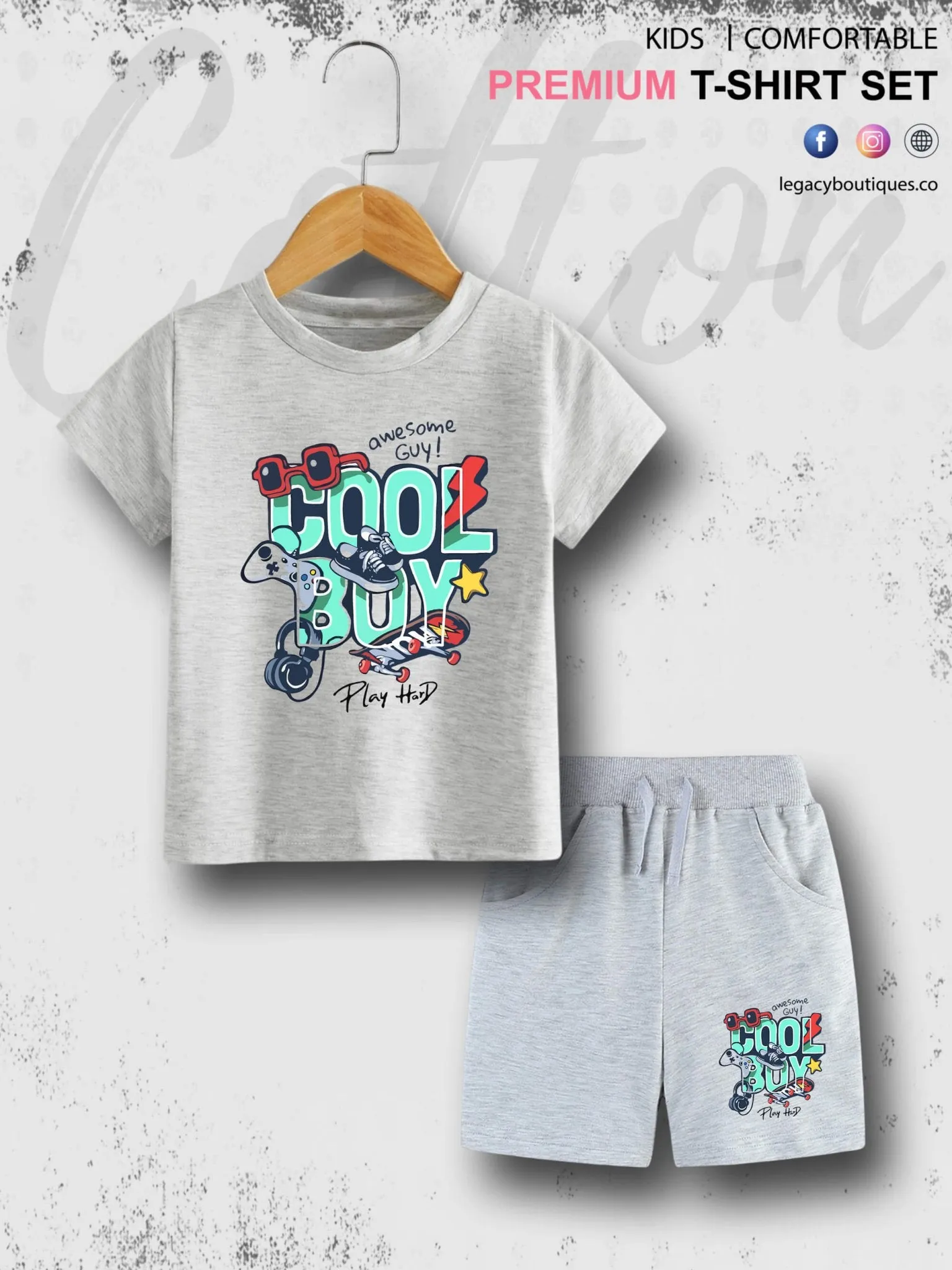 6 Month To 6 Year Kids Cool Boy Print Cotton Blend Good Quality T-shirt Set