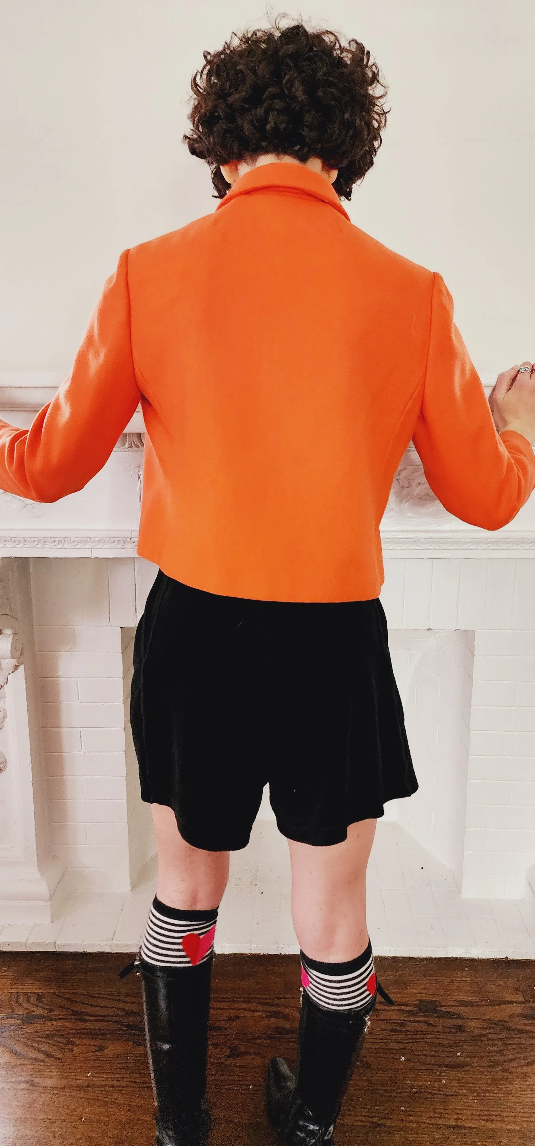 60s Orange Blazer / Boxy Jacket with Gold Buttons Small by Vilano