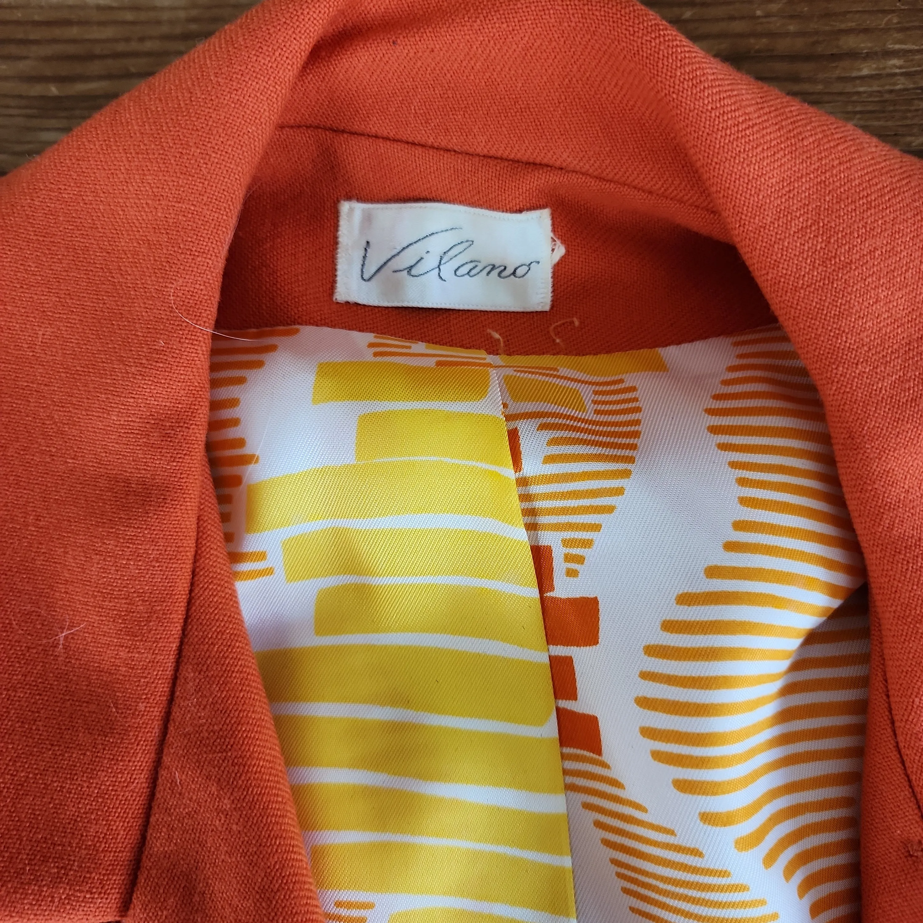 60s Orange Blazer / Boxy Jacket with Gold Buttons Small by Vilano