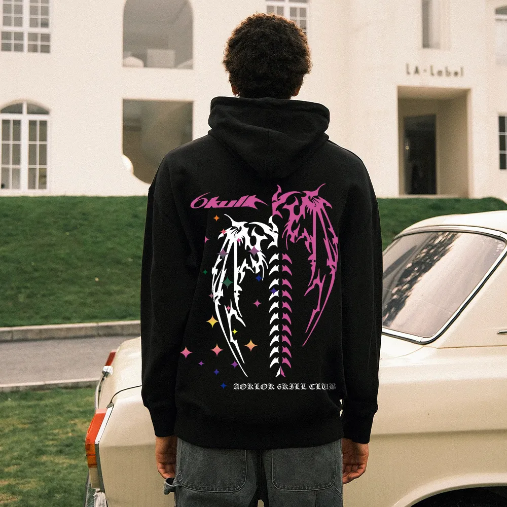 6Kull Versatile Wings Solid Color Hoodie